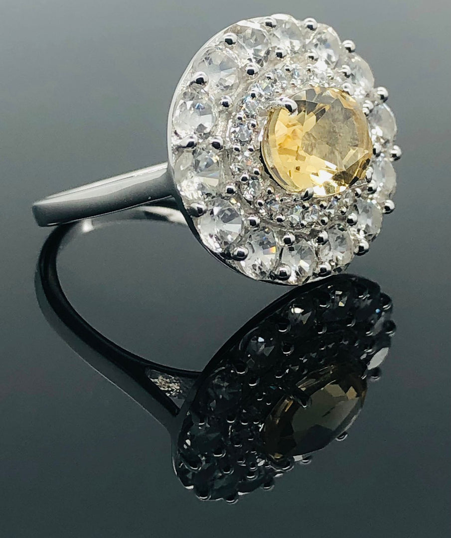 Yellow Topaz Ring - 925 Sterling Silver