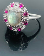 Load image into Gallery viewer, Ruby and Smoky Quartz Ring - 925 Sterling Silver
