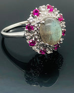Load image into Gallery viewer, Ruby and Smoky Quartz Ring - 925 Sterling Silver
