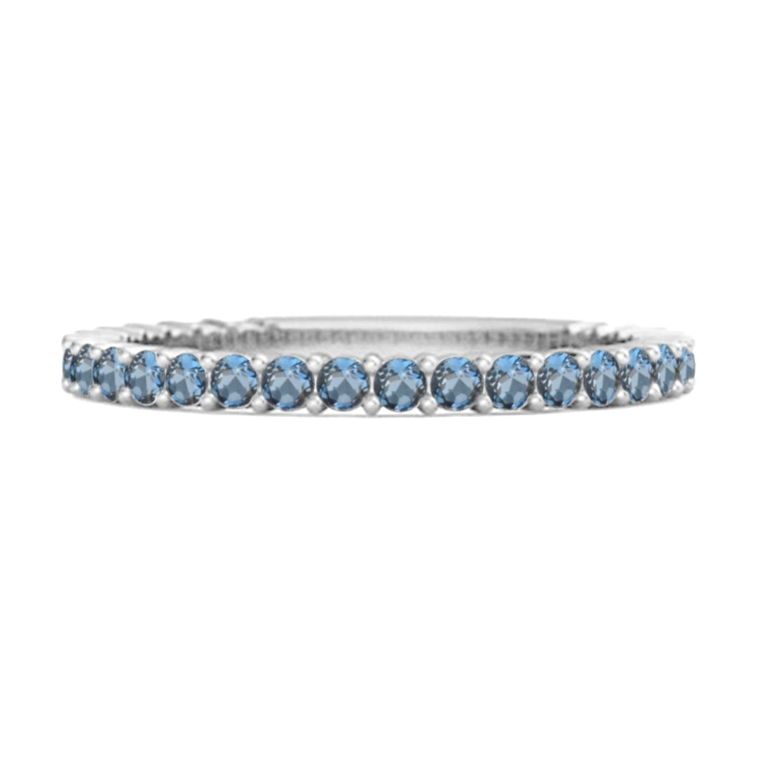 925 Silver Stacking 0.60 Ct London Blue Topaz Eternity Raquel Ring