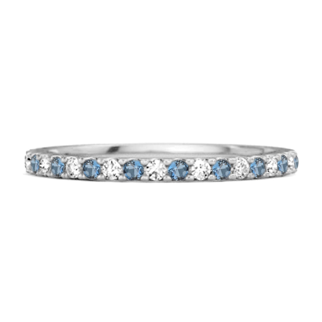 London Blue Topaz Half Eternity Band 925 Sterling Silver Stackable Ring