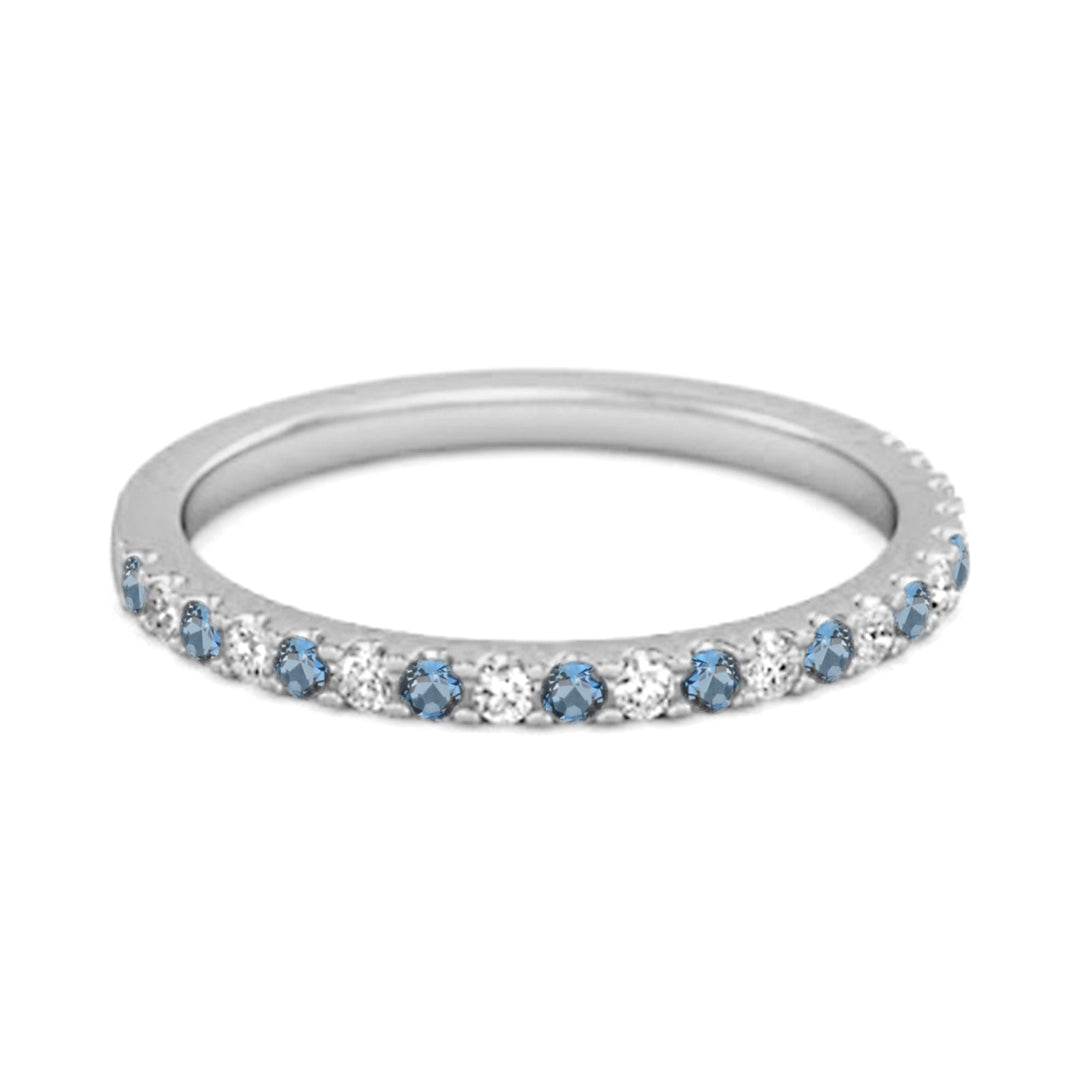 London Blue Topaz Half Eternity Band 925 Sterling Silver Stackable Ring