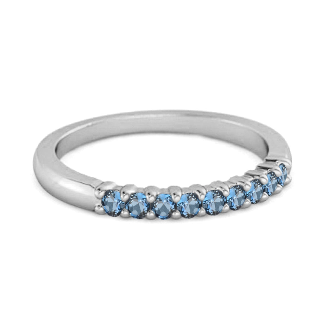 Half Eternity London Blue Topaz 925 Sterling Silver Stacking Bridal Ring
