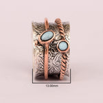 Load image into Gallery viewer, 925 Sterling Silver Spinner Larimar Dual Band Rose Finish Ring

